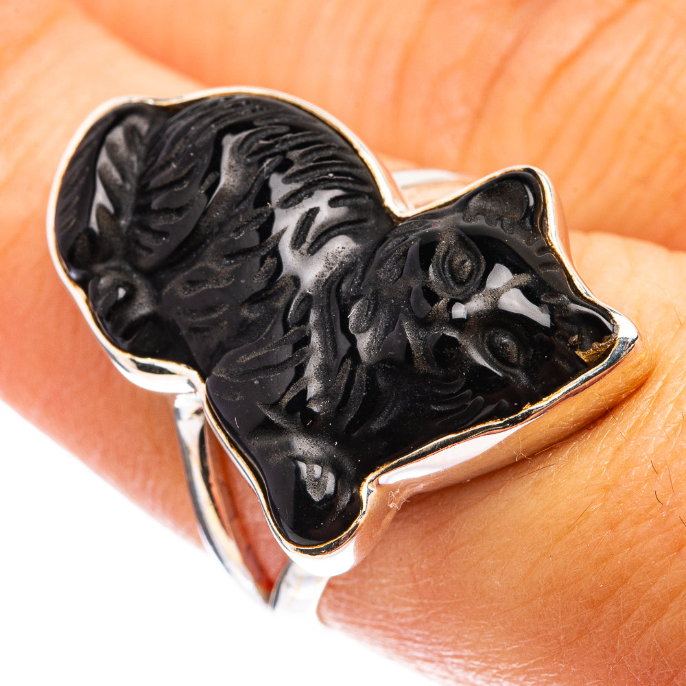 Black Onyx Cat Ring Size 7 (925 Sterling Silver) R142817