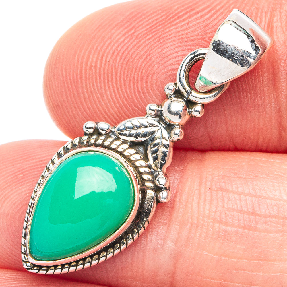 Dainty Chrysoprase Pendant 1 1/4" (925 Sterling Silver) P45350