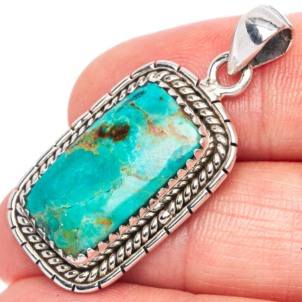 Rare Arizona Turquoise Pendant 1 3/8" (925 Sterling Silver) P42007