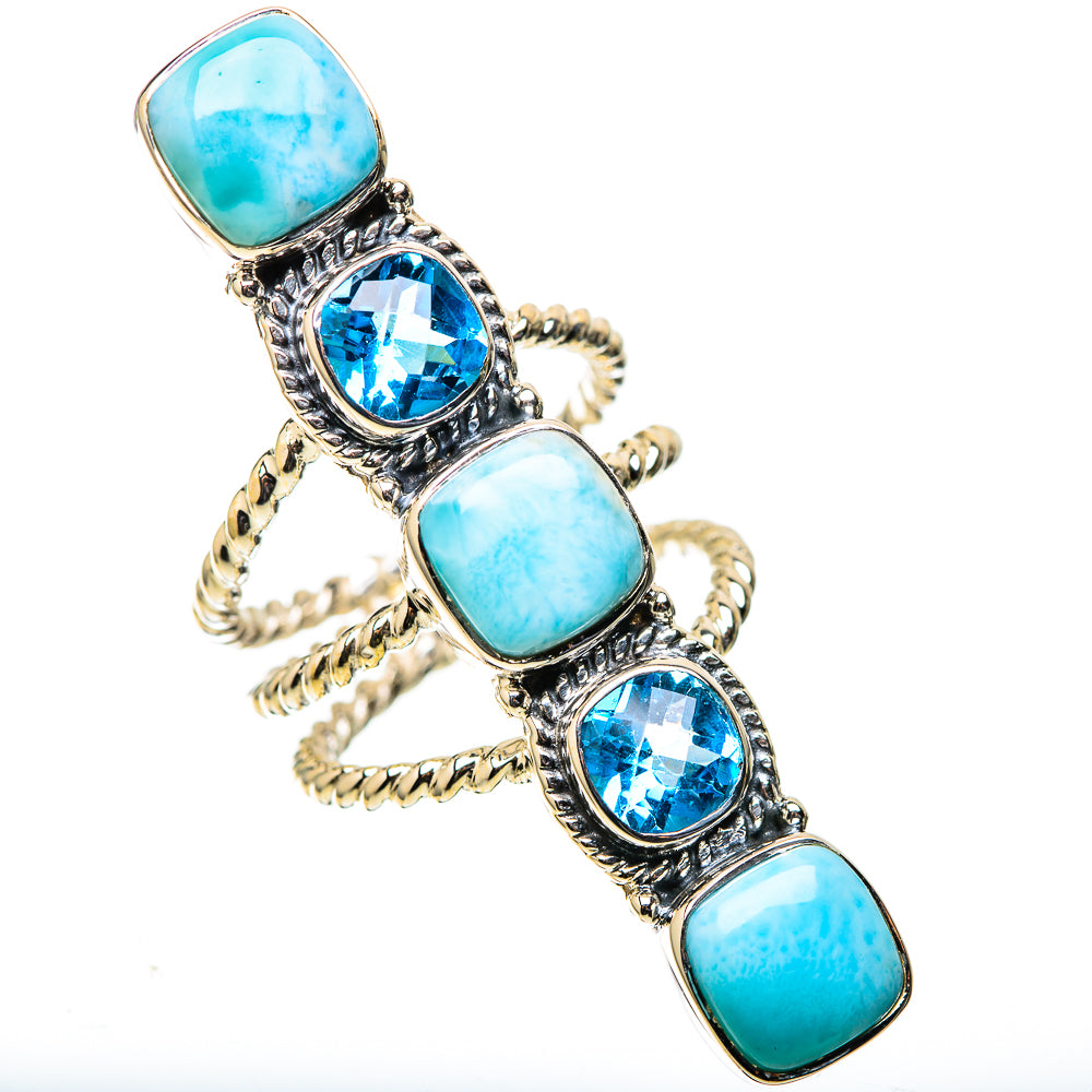 Signature Huge Larimar, Blue Topaz Ring Size 7 (925 Sterling Silver) RING138141
