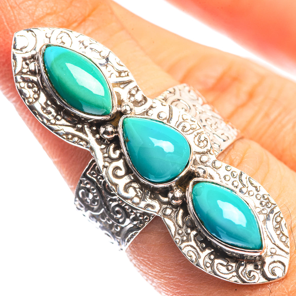 Large Sleeping Beauty Turquoise 925 Sterling Silver Ring Size 6.75