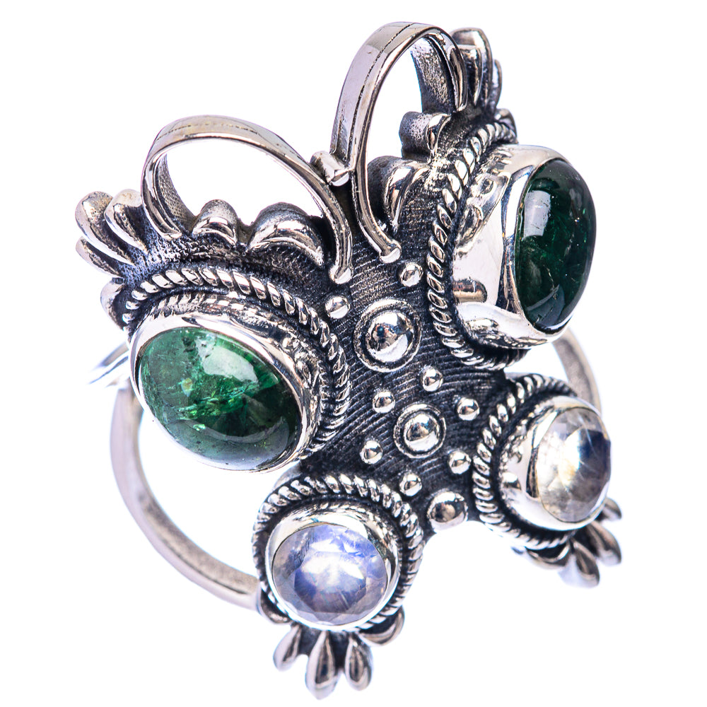Large Green Aventurine, Rainbow Moonstone Ring Size 9 (925 Sterling Silver) R141382