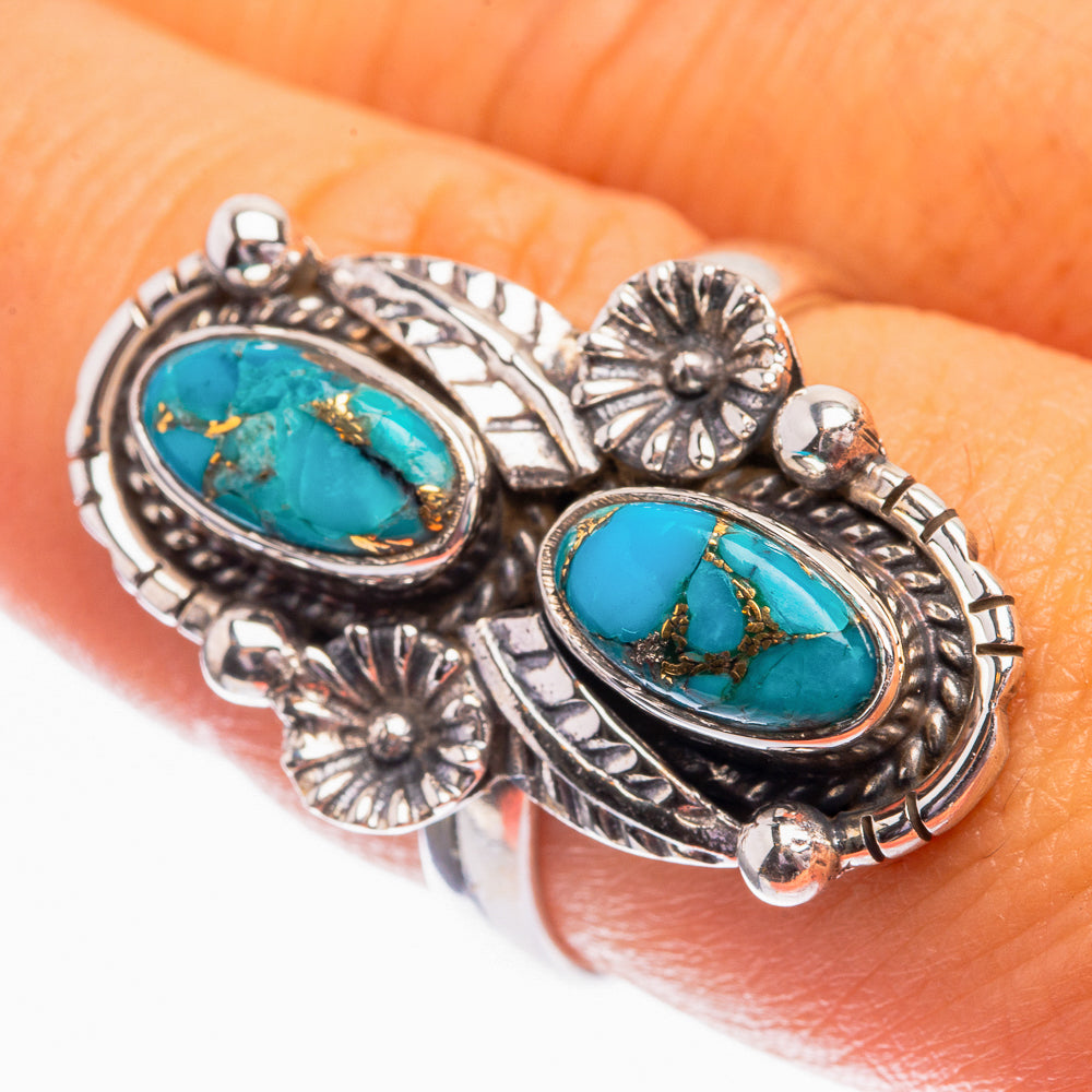 Blue Copper Composite Turquoise Ring Size 8.5 (925 Sterling Silver) R142099