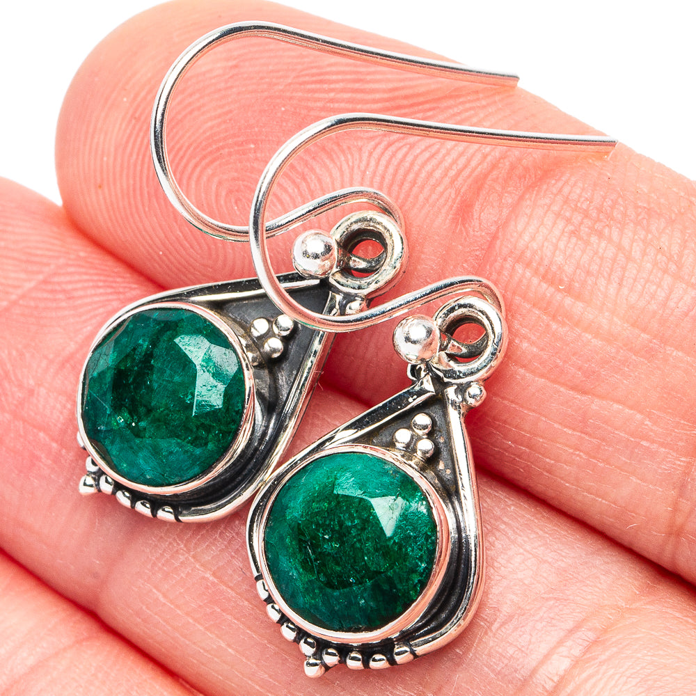 Green Sillimanite Earrings 1 1/4" (925 Sterling Silver) E2946