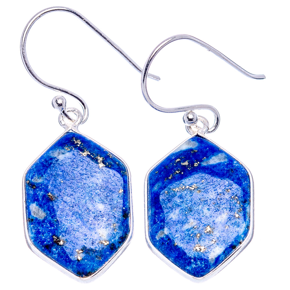 Lapis Lazuli Earrings 1 3/8" (.925 Sterling Silver)