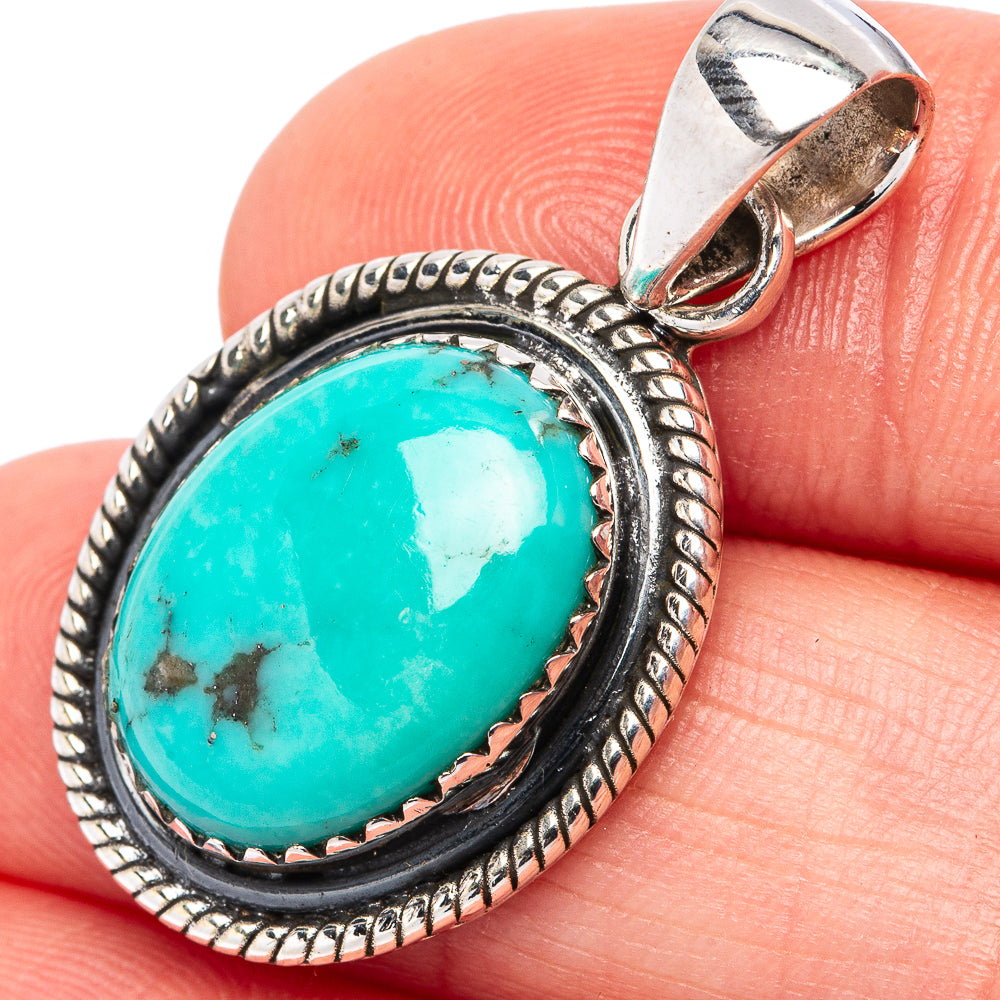 Rare Kingman Turquoise Pendant 1 3/8" (.925 Sterling Silver)