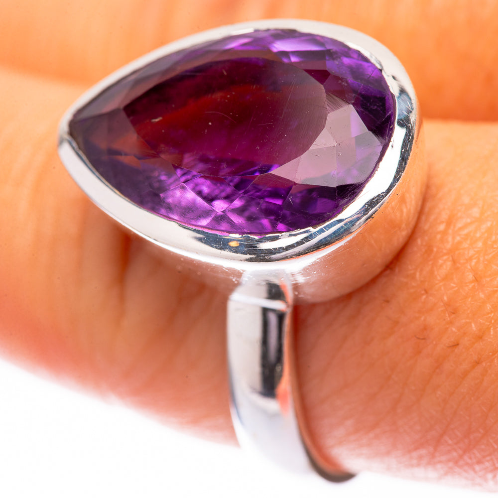 Faceted Amethyst Ring Size 8.25 (925 Sterling Silver) R140493