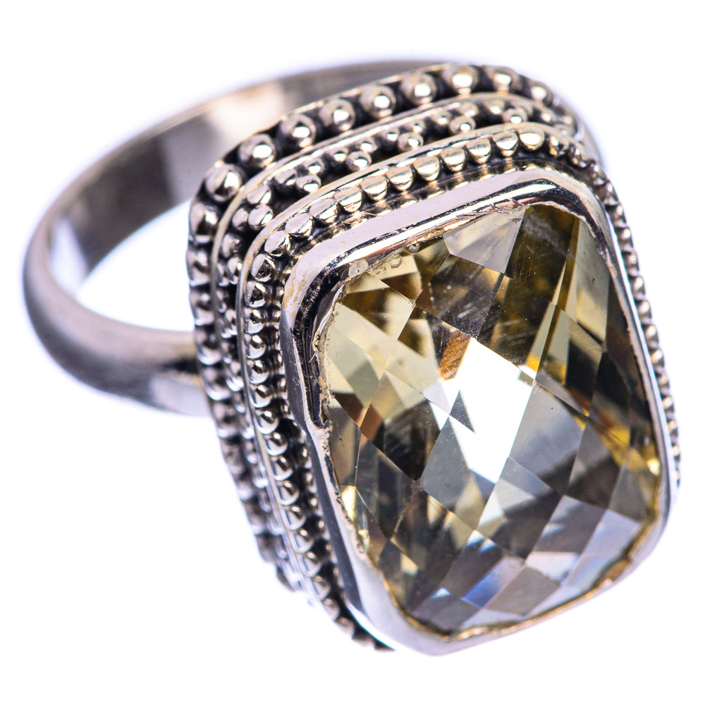 Faceted Citrine 925 Sterling Silver Ring Size 6