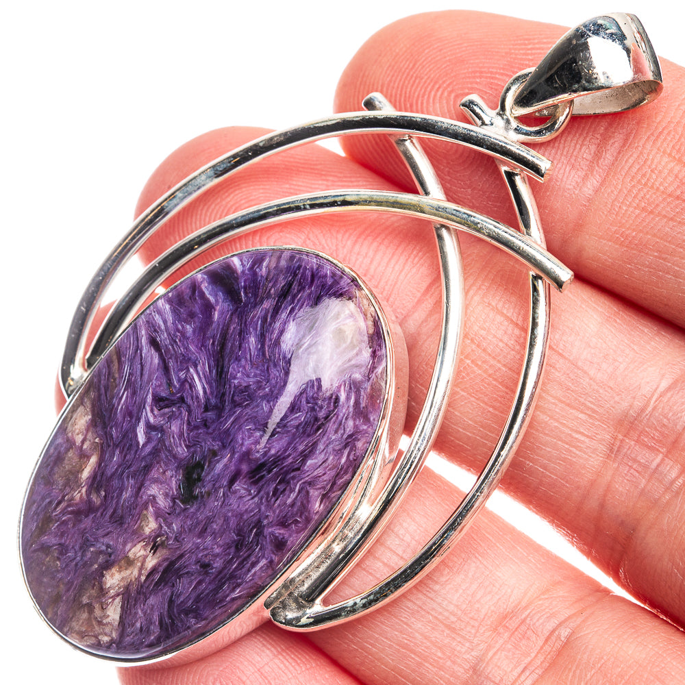 Charoite Pendant 2 1/4" (925 Sterling Silver) P39312