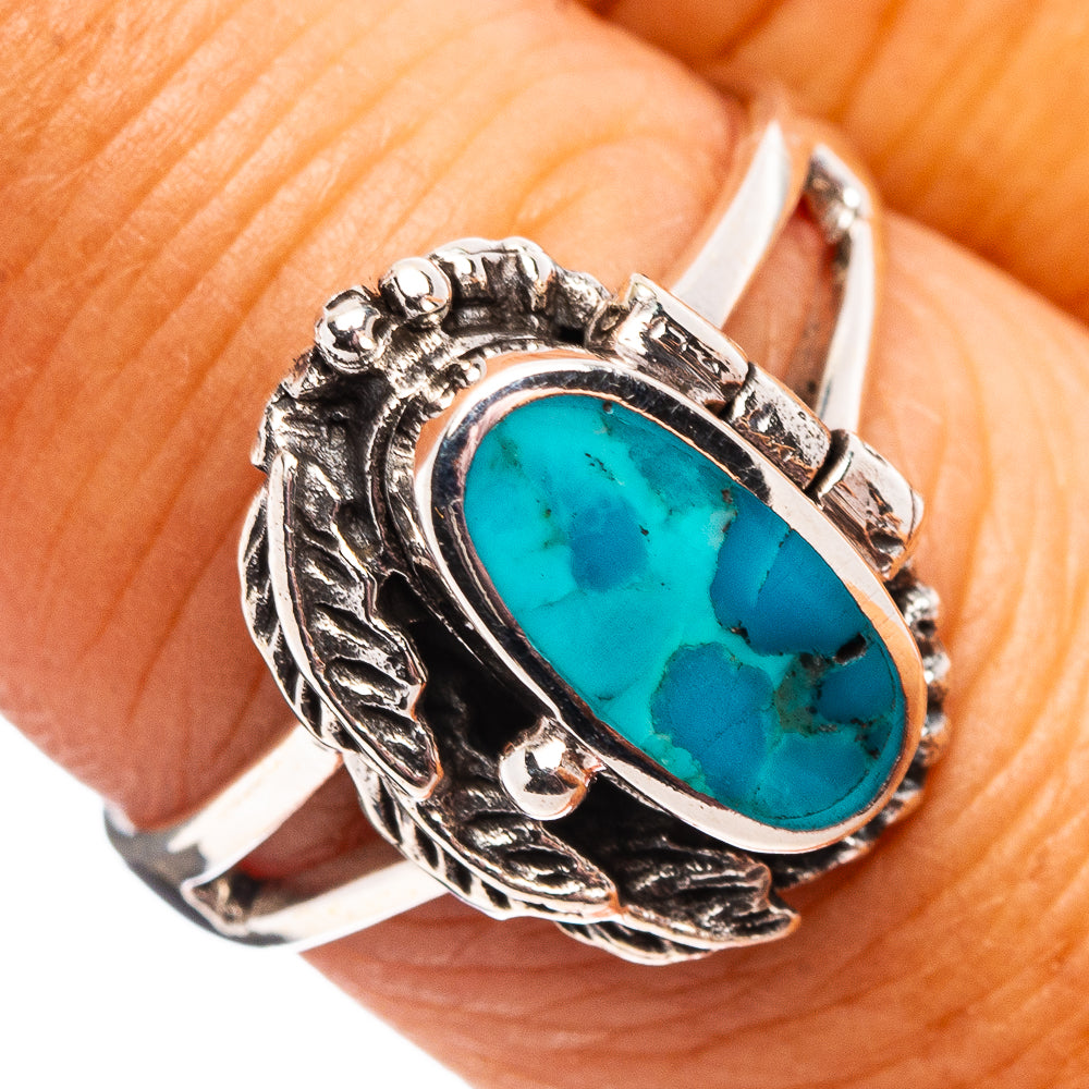 Native Style Mohave Turquoise Poison Ring Ring Size 7.75 (.925 Sterling Silver)