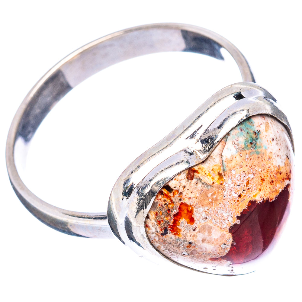 Rare Mexican Fire Opal Heart Ring Size 11 (.925 Sterling Silver)