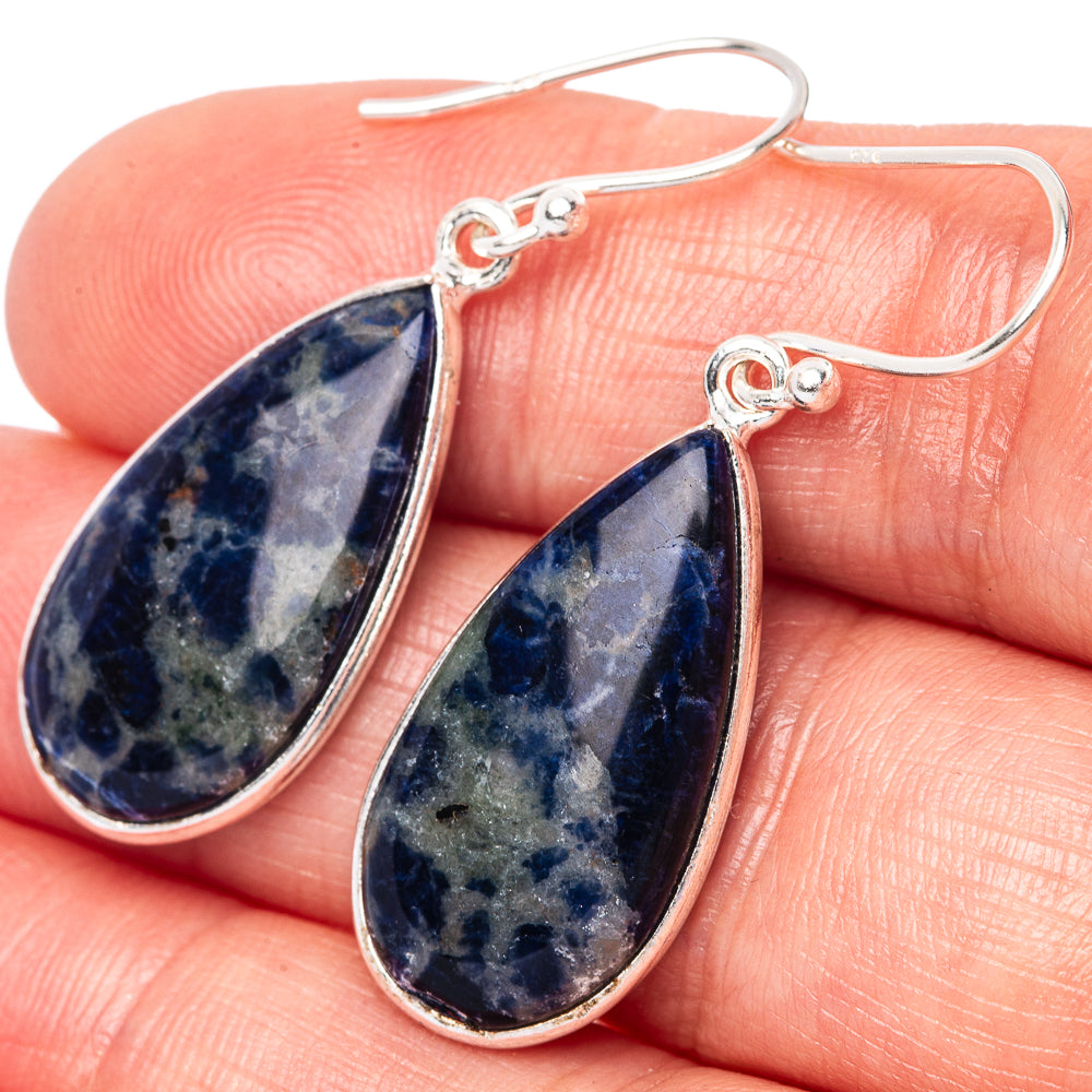 Sodalite Earrings 1 5/8" (925 Sterling Silver) E1483