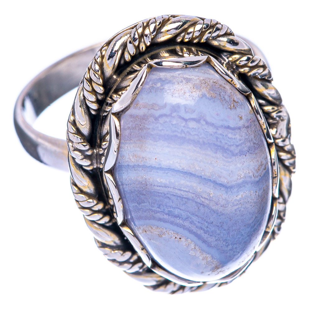 Blue Lace Agate Ring Size 8 (925 Sterling Silver) R144720