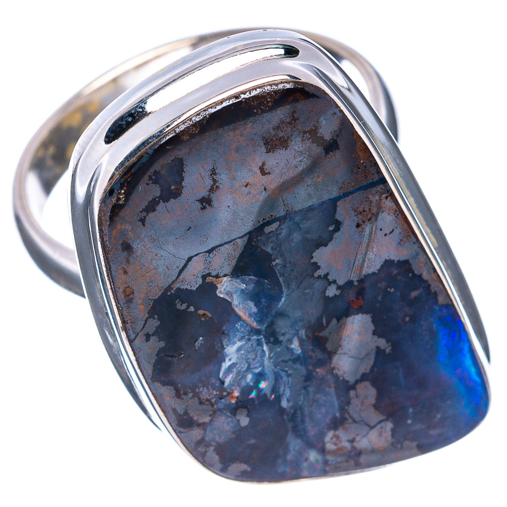 Premium Rare Boulder Opal Ring Size 10 (.925 Sterling Silver)