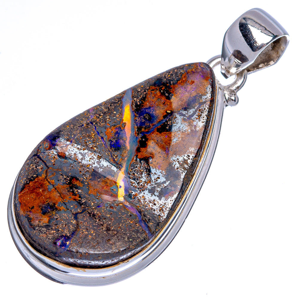 Rare Boulder Opal Pendant 1 5/8" (925 Sterling Silver) P40409