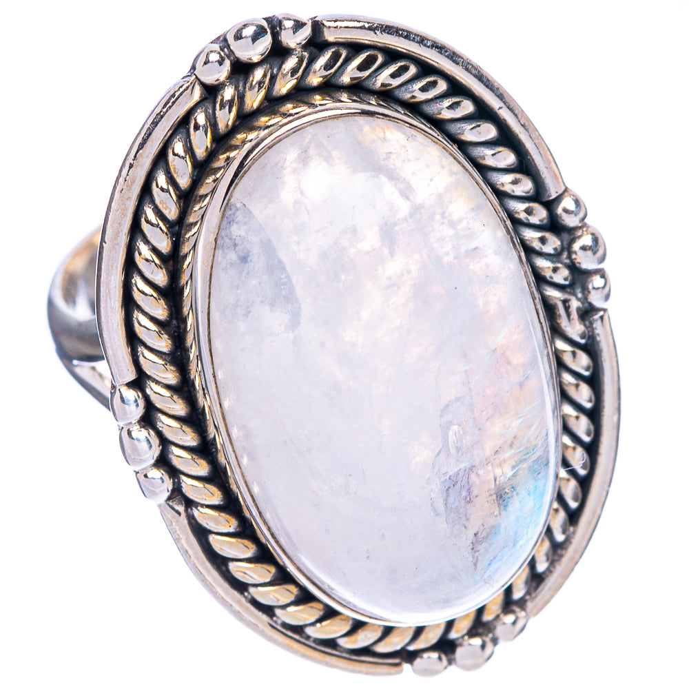 Large Rainbow Moonstone Ring Size 8 (925 Sterling Silver) R1335