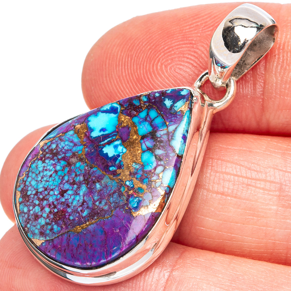 Purple Copper Composite Turquoise Pendant 1 5/8" (925 Sterling Silver) P40378