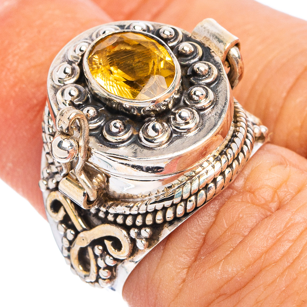 Citrine Poison Ring Size 5.75 (.925 Sterling Silver)