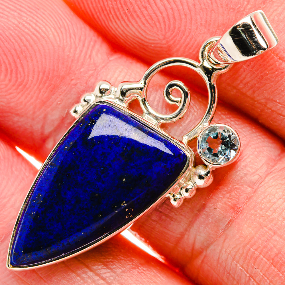 Premium Lapis Lazuli, Blue Topaz 925 Sterling Silver Pendant 1 5/8" (925 Sterling Silver) PD37759