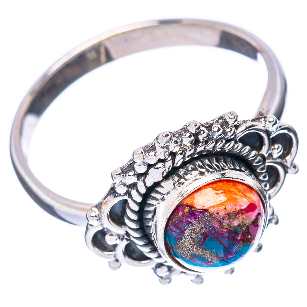 Value Kingman Pink Dahlia Turquoise Ring Size 7.25 (925 Sterling Silver) R3083