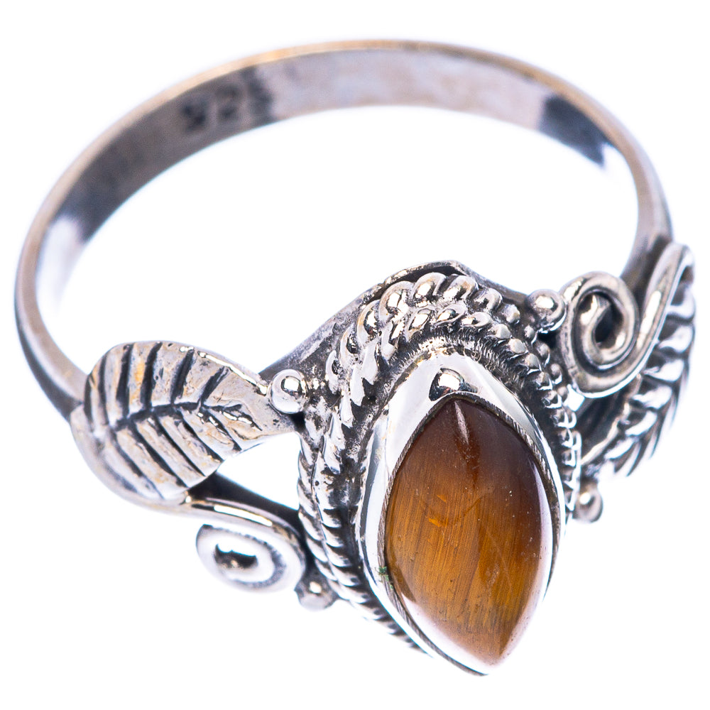 Tiger Eye Leaf 925 Sterling Silver Ring Size 6.75 (925 Sterling Silver) R5349