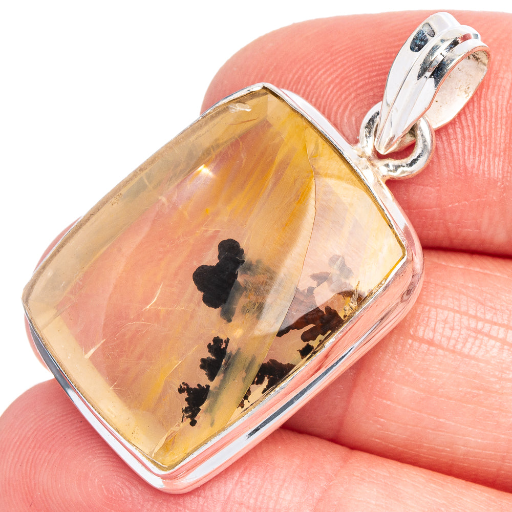 Rare Russian Rutilated Quartz Pendant 1 3/8" (925 Sterling Silver) P40560