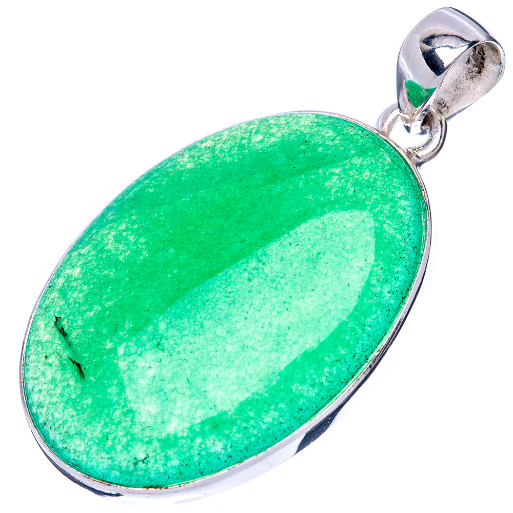 Green Chalcedony Pendant 1 5/8" (925 Sterling Silver) P42837