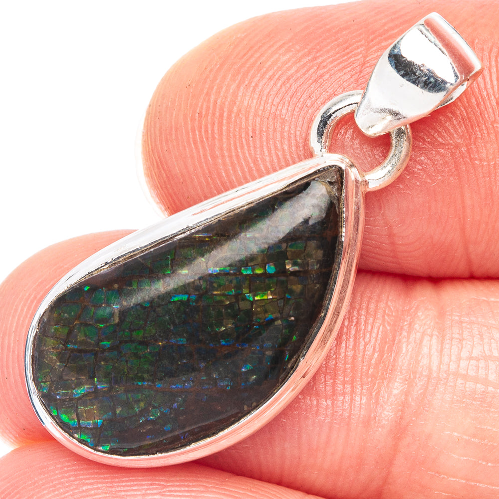 Rare Ammolite Pendant 1 1/4" (925 Sterling Silver) P44305