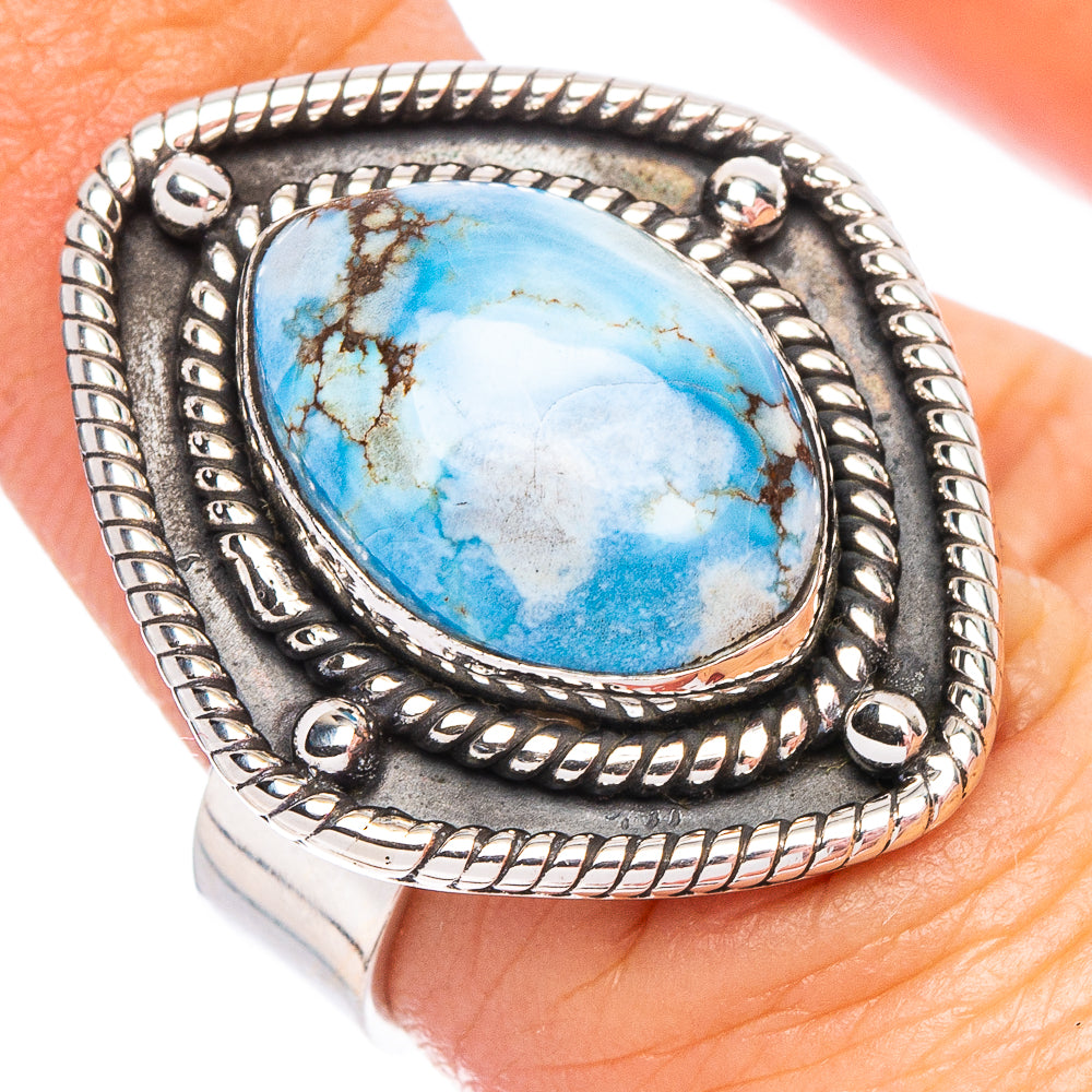 Golden Hills Turquoise Native Style Ring Size 6 Adjustable (.925 Sterling Silver) Exclusive