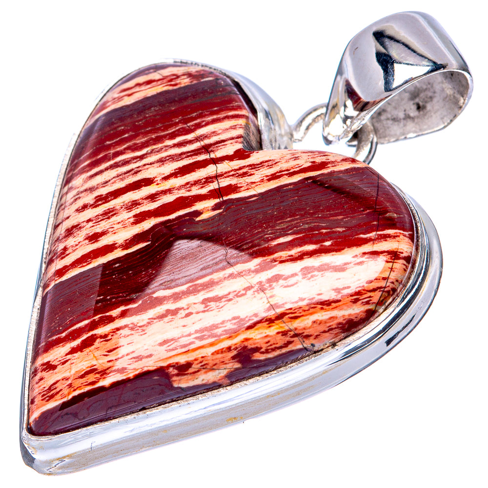 Snake Skin Jasper Heart Pendant 1 1/2" (925 Sterling Silver) P41430
