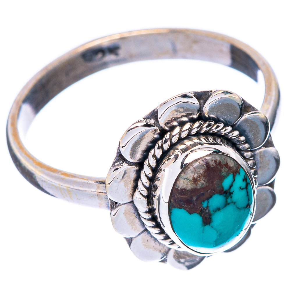 Tibetan Turquoise Dainty Ring Size 7 (925 Sterling Silver) R5718