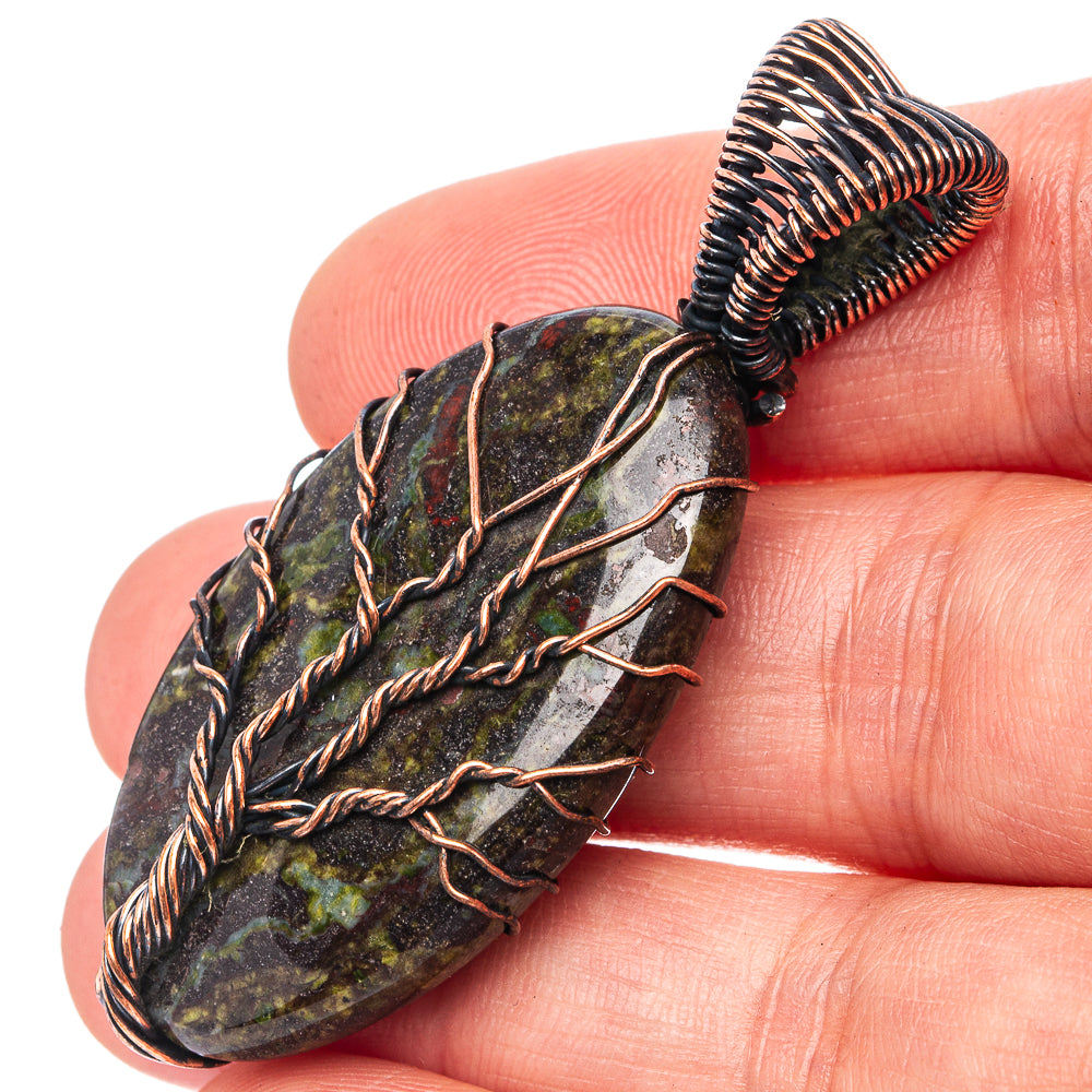 Dragon's Bloodstone Tree of Life Pendant 2 1/8" (Oxidized Copper)