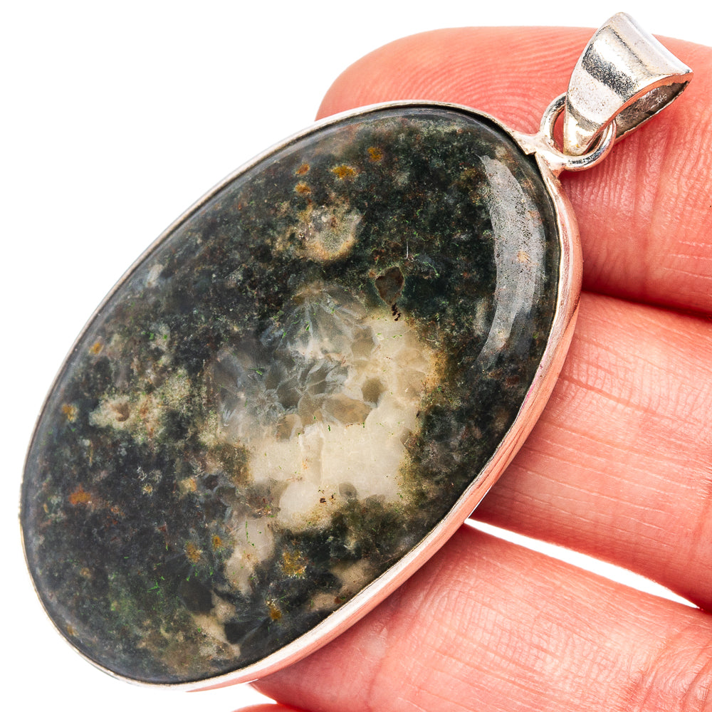 Ocean Jasper Pendant 2 1/8" (Silver Plated)