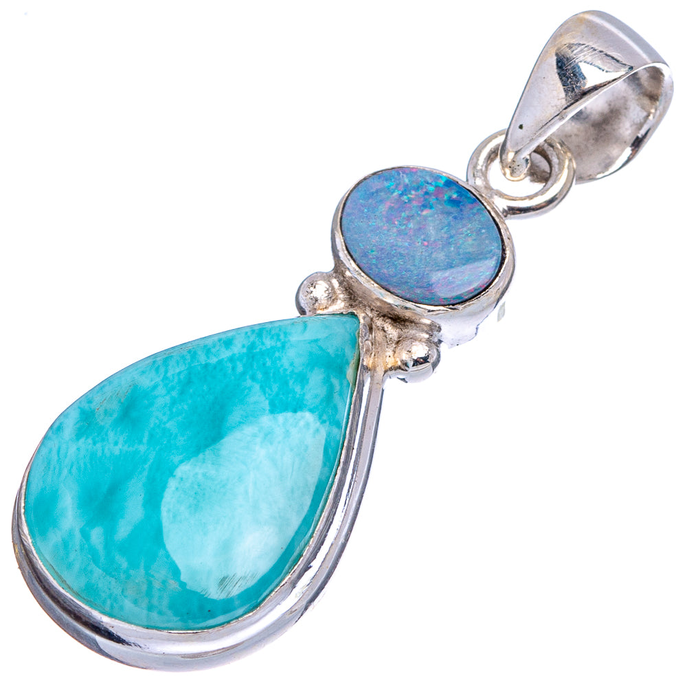 Rare Larimar, Doublet Opal Pendant 1 3/8" (.925 Sterling Silver)