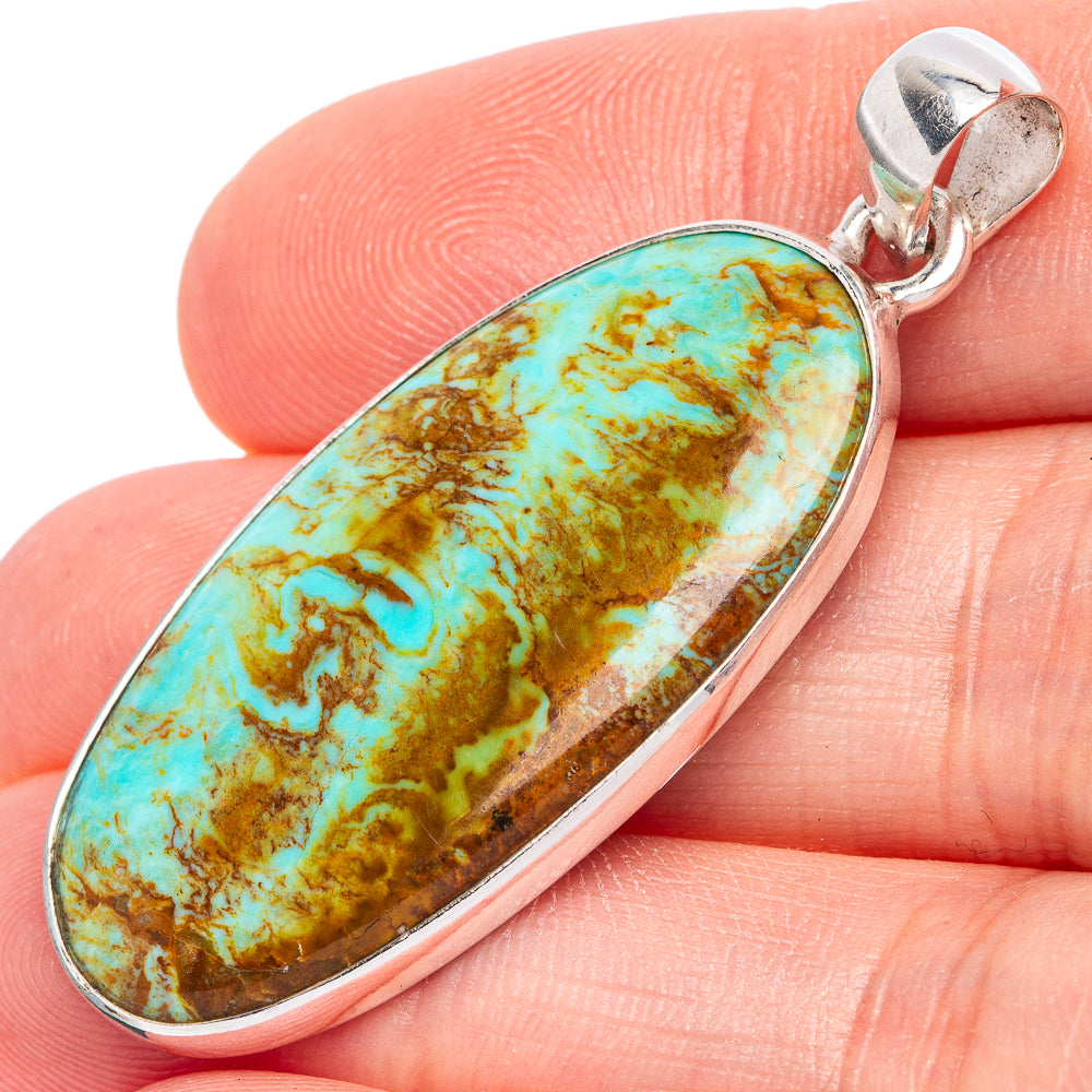 Rare Arizona Turquoise Pendant 1 7/8" (925 Sterling Silver) P42163