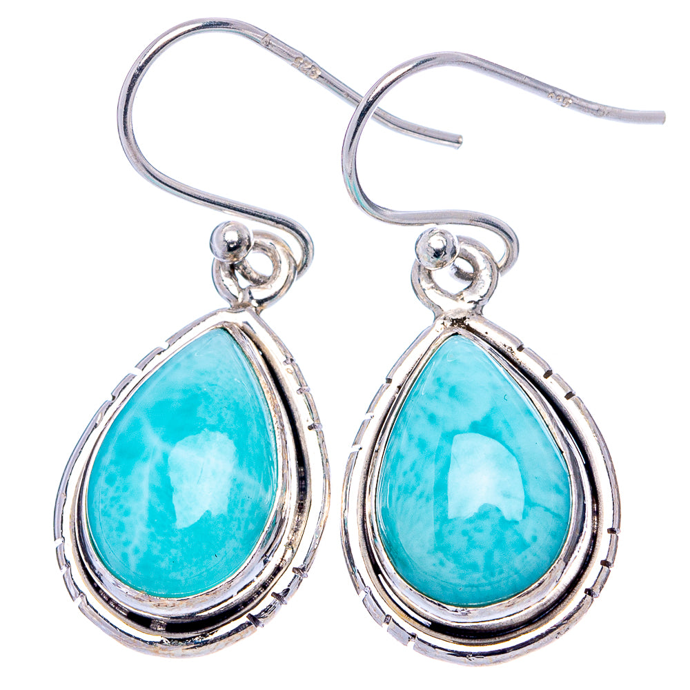 Rare Larimar Earrings 1 1/4" (.925 Sterling Silver)
