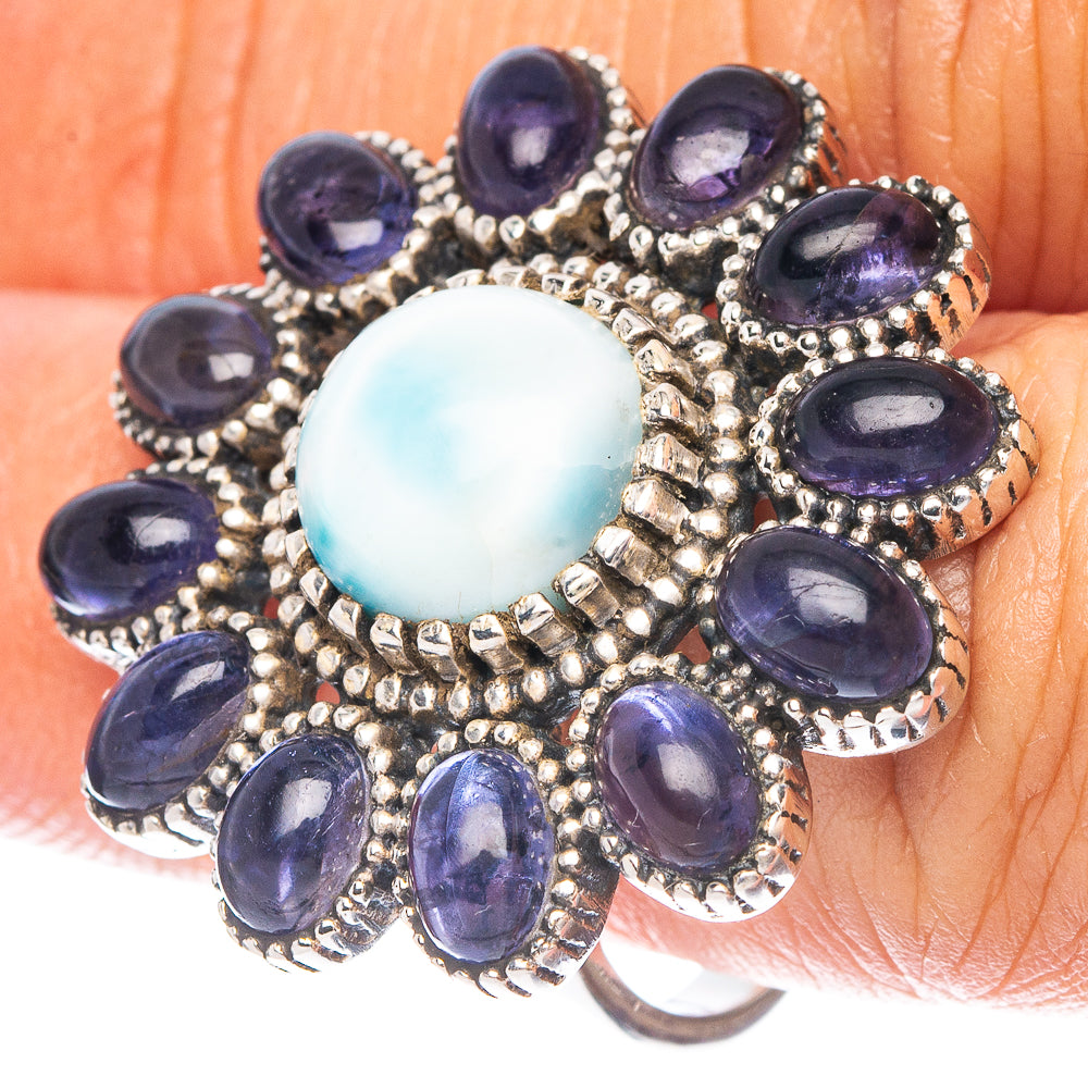 Large Larimar, Tanzanite Ring Size 6.75 (925 Sterling Silver) R6944