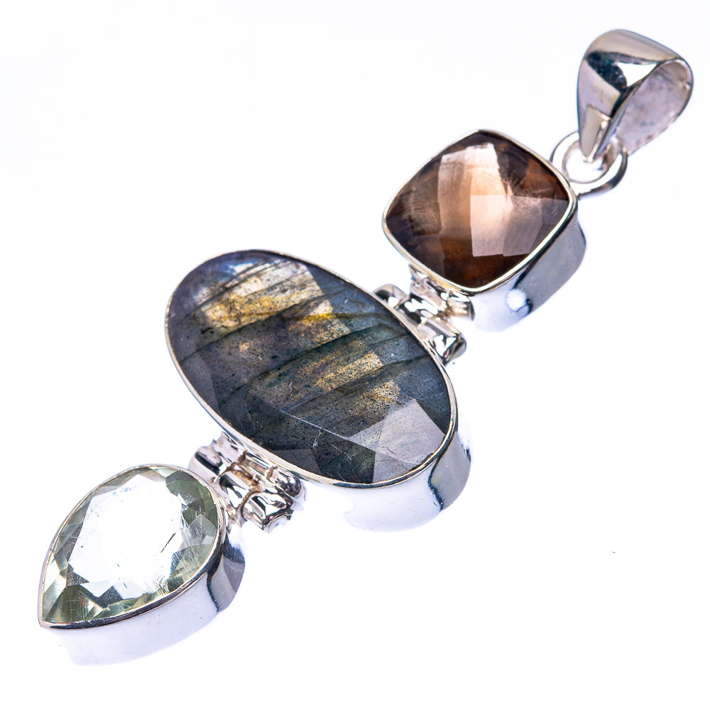 Labradorite, Smoky Quartz, Green Amethyst 925 Sterling Silver Pendant 2 1/8" (925 Sterling Silver) PD38662