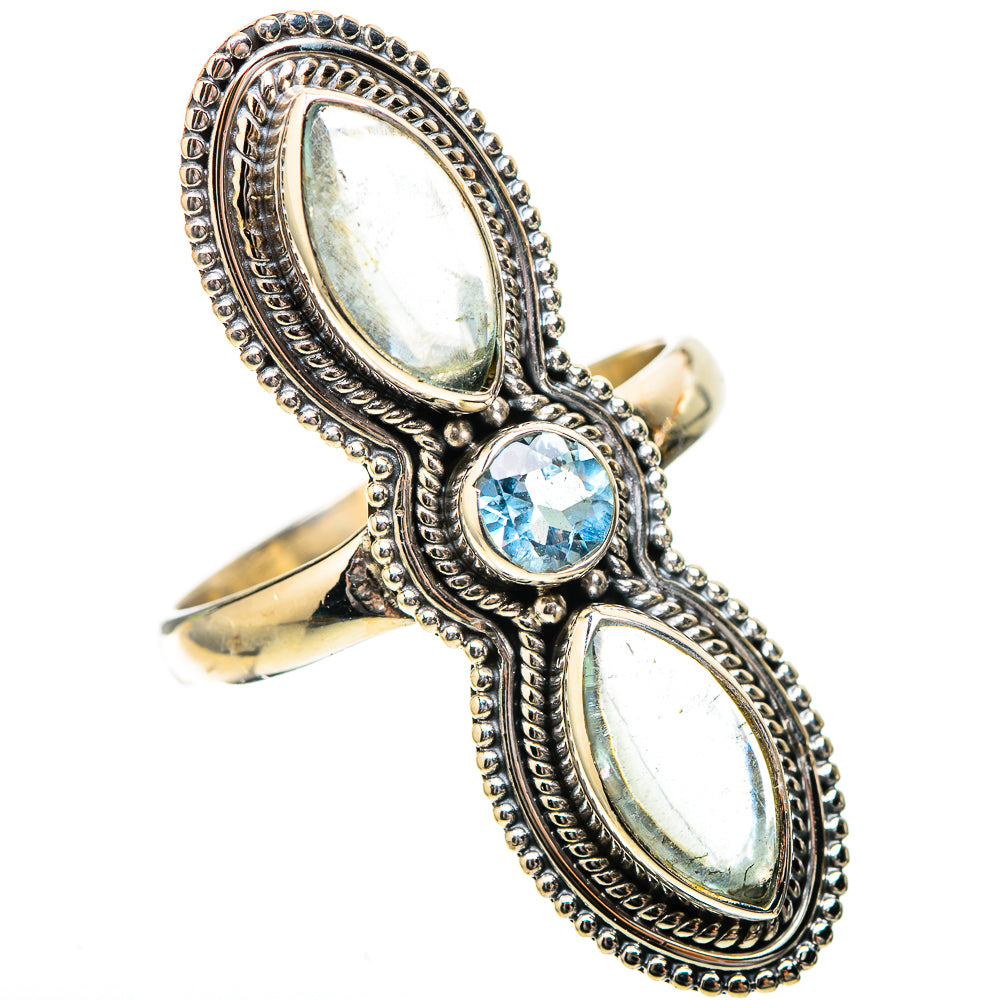 Large Natural Aquamarine, Blue Topaz Ring Size 10.75 (925 Sterling Silver) RING138032