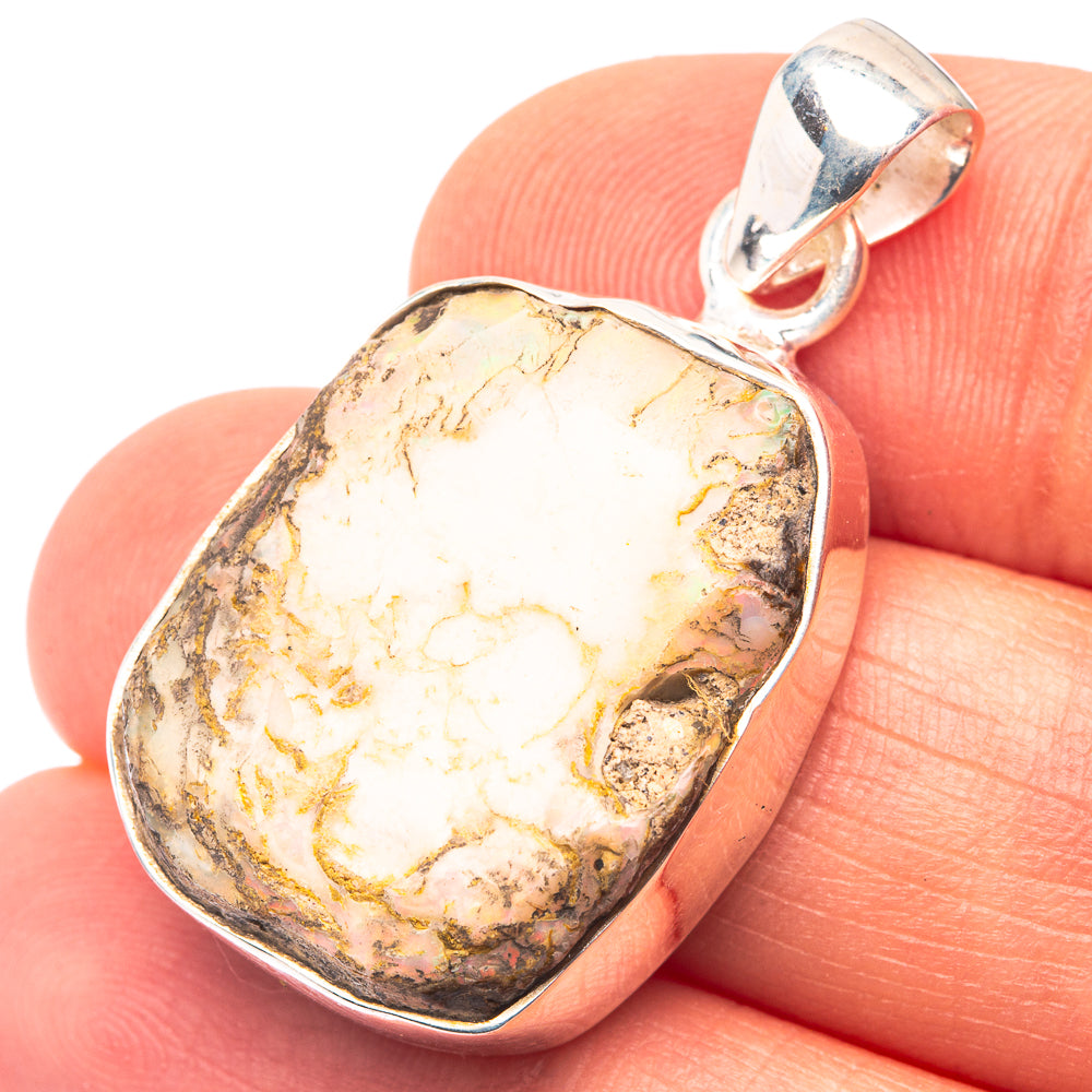 Raw Ethiopian Opal 925 Sterling Silver Pendant 1 3/8" (925 Sterling Silver) PD38627