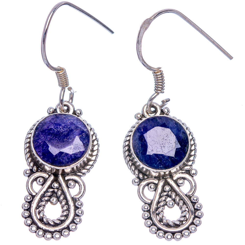Blue Sillimanite Earrings 1 3/8" (925 Sterling Silver) E433385