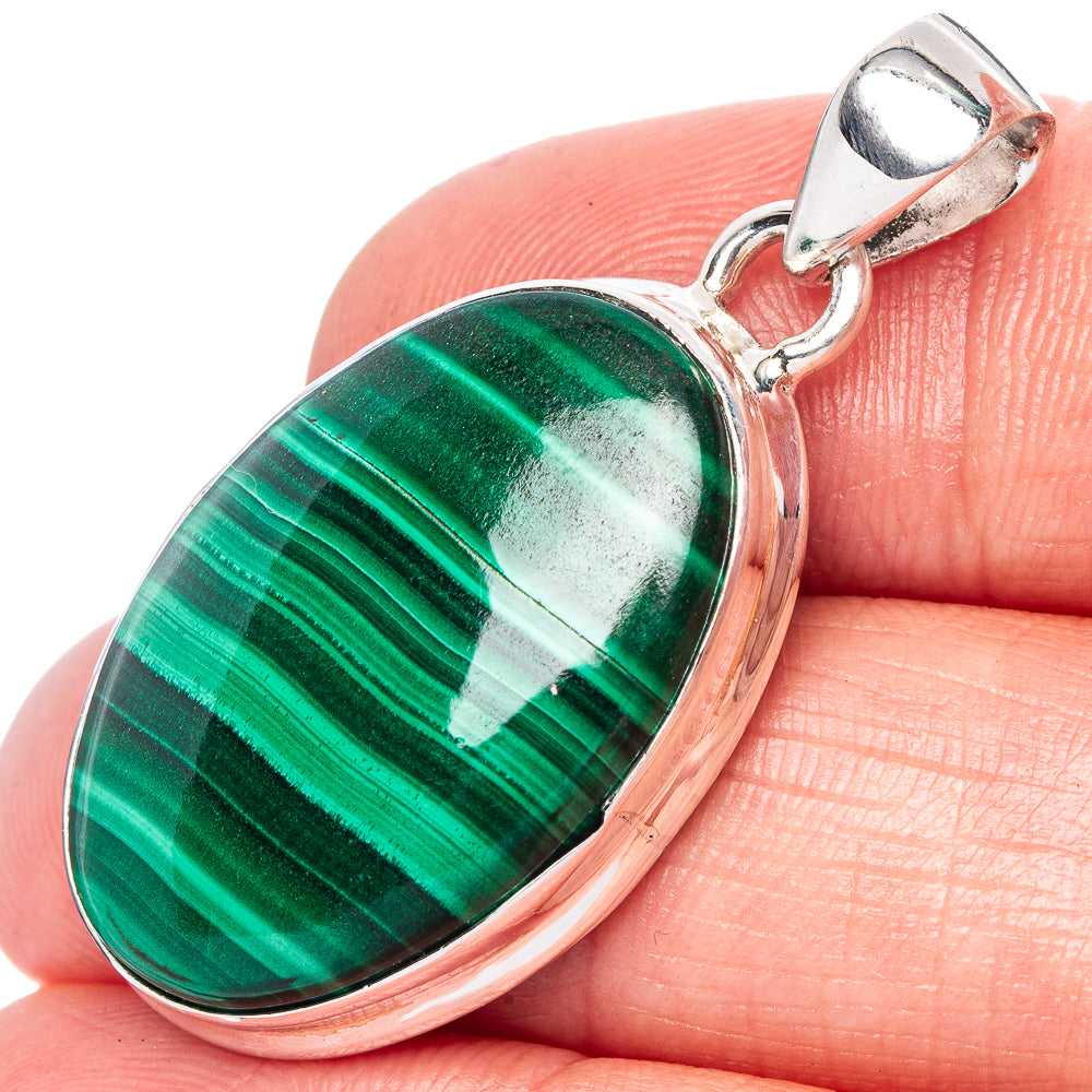 Malachite Pendant 1 1/2" (925 Sterling Silver) P42455