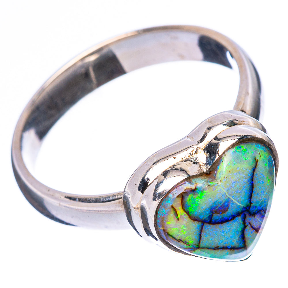 Rare Sterling Opal Heart Ring Size 8 (925 Sterling Silver) R4307