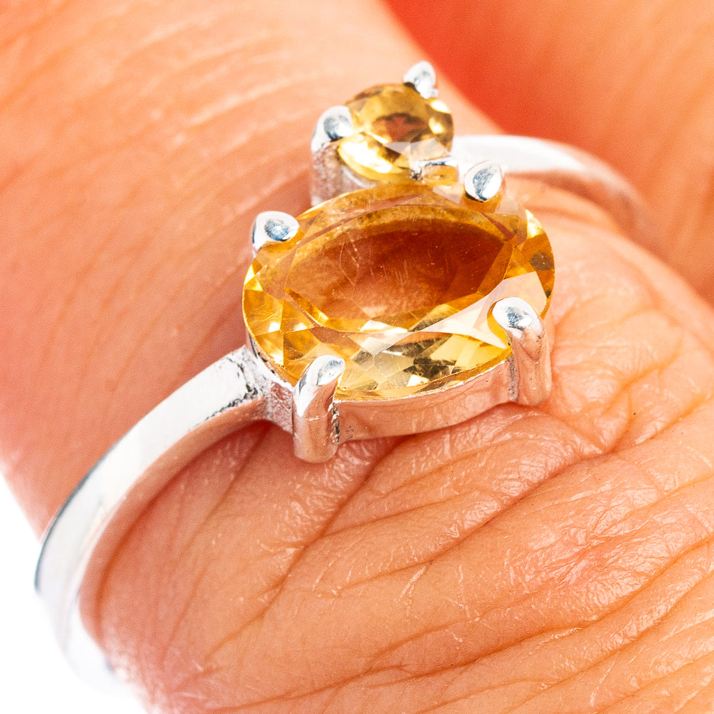 Citrine Dainty Ring Size 6.5 (.925 Sterling Silver)