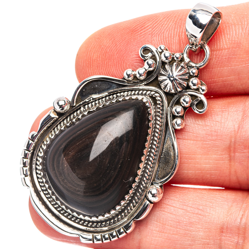 Premium Hypersthene Pendant 2" (.925 Sterling Silver)