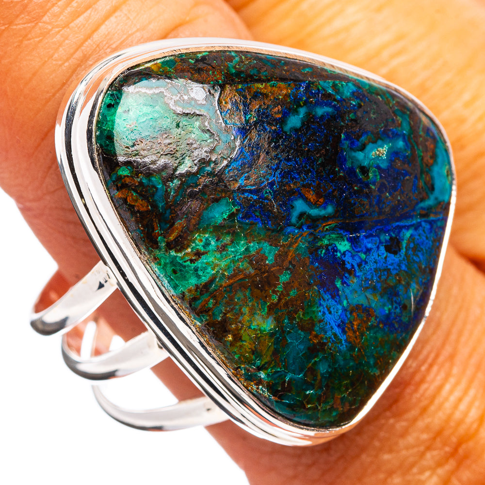 Premium Azurite Malachite Ring Size 11.5 (.925 Sterling Silver)