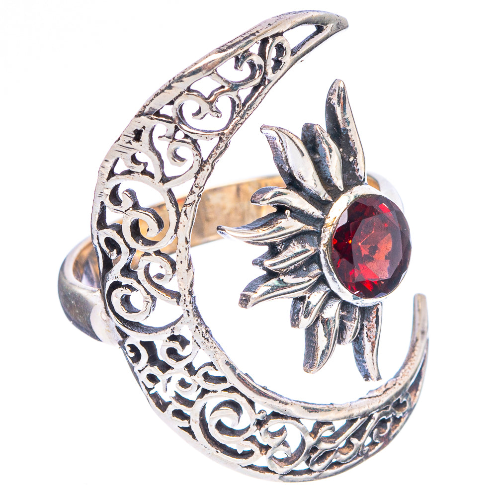 Garnet Moon Sun Dainty Ring Size 7 Adjustable (925 Sterling Silver) R5249