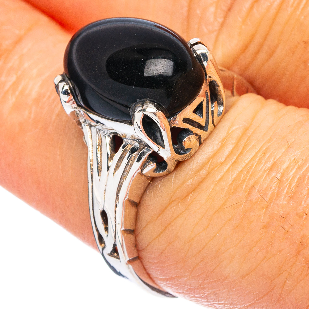 Black Onyx Ring Size 7.5 (925 Sterling Silver) R4838
