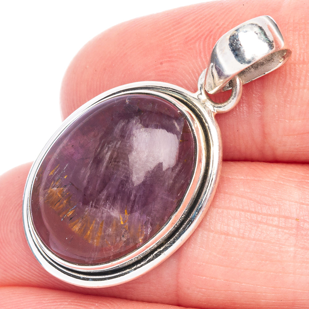 Rare Cacoxenite Amethyst Pendant 1 3/8" (925 Sterling Silver) P40630