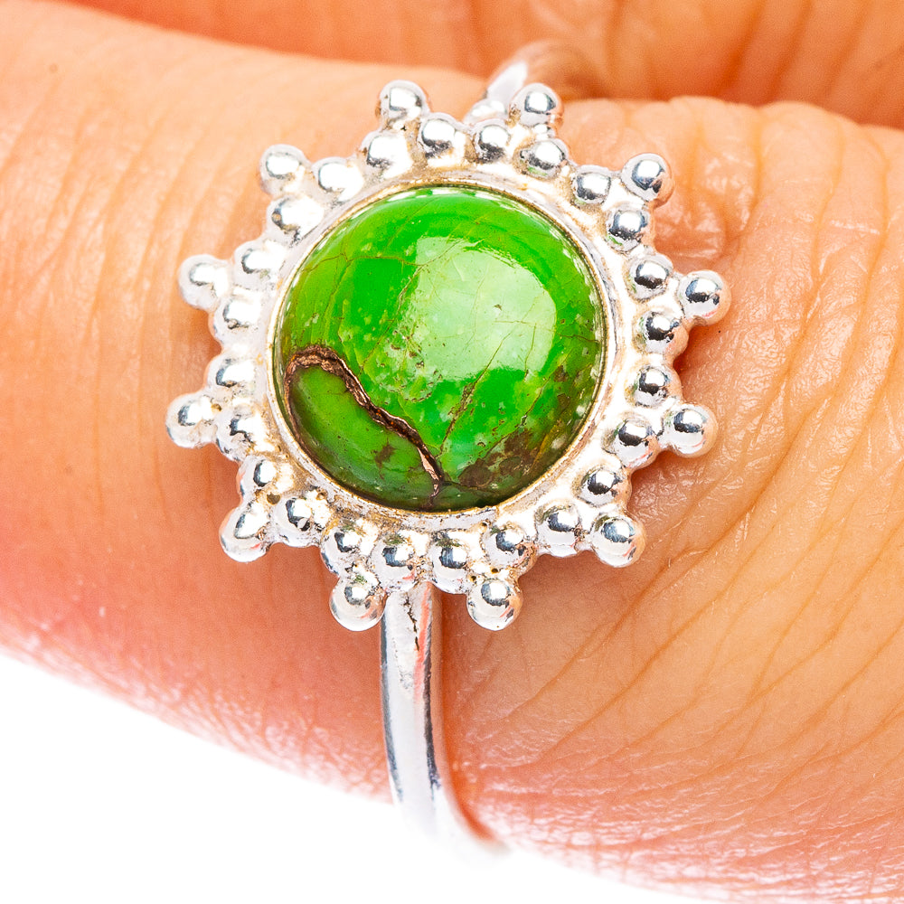 Green Copper Composite Turquoise Dainty Ring Size 7.25 (925 Sterling Silver) R146753